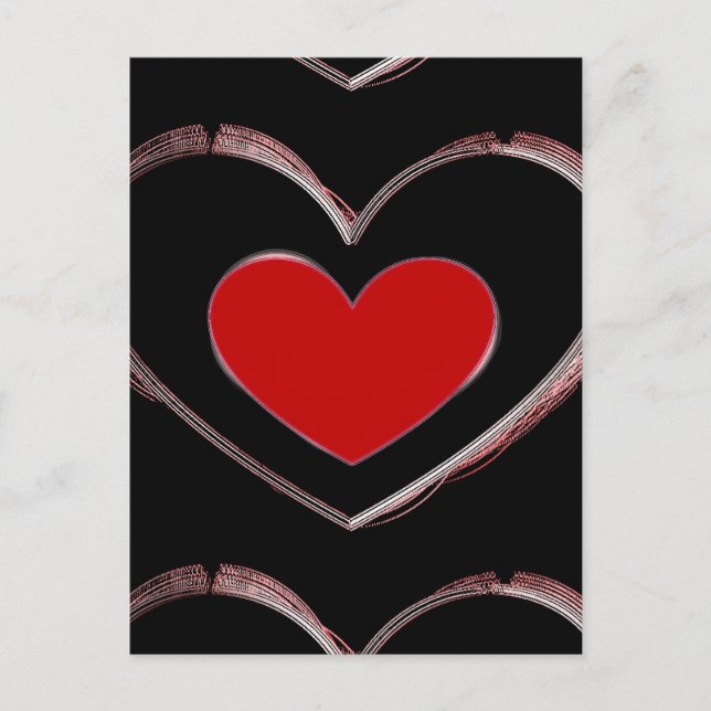 Red Heart Black Pop Art Love Postcard (Front)
