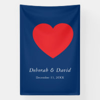 Red Heart Blue Modern Minimalist Wedding