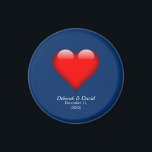 Red Heart Blue Modern Minimalist Wedding Magnet<br><div class="desc">You can easily change the fonts and colours. You can also add your logo and the background image as you like.</div>