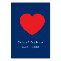 Red Heart Blue Modern Minimalist Wedding