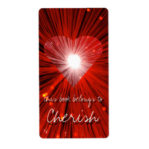 Red Heart bookplate label