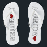 Red Heart Bride's Jandals<br><div class="desc">Fun,  custom white and red bridal wedding flip flops.</div>