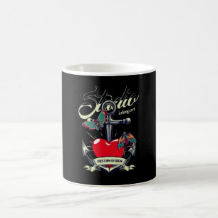 Red Heart & Butterflies Studio Inking Art Coffee Mug