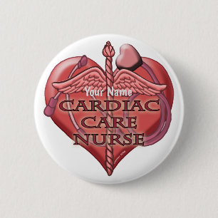 Red Heart Cardiac Care nurse  6 Cm Round Badge