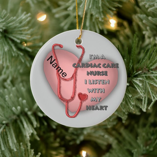 Red Heart Cardiac Care nurse  Ceramic Tree Decoration (Tree)