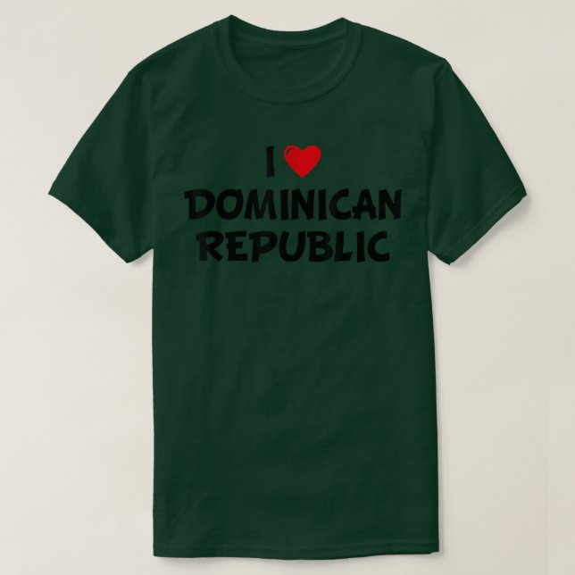 Red Heart Caribbean Holiday I Love Dominican Repub T-Shirt (Design Front)