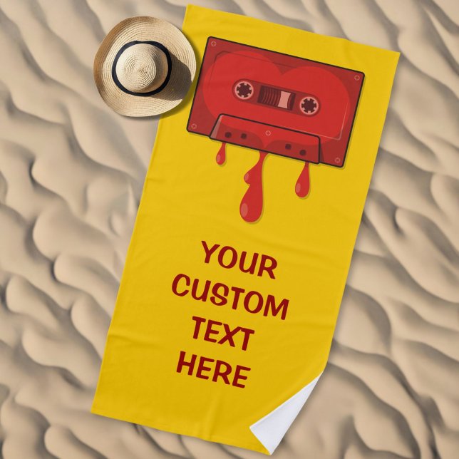 Red heart cassette beach towel (Creator Uploaded)