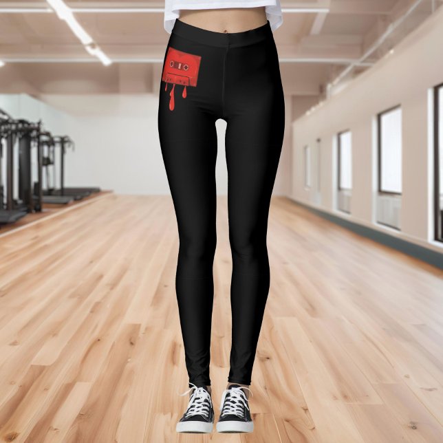 Red heart cassette leggings (Creator Uploaded)