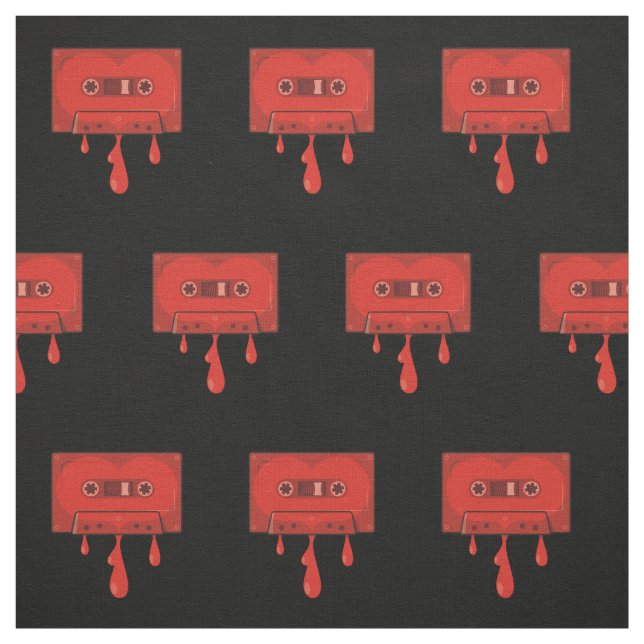 Red Heart Cassette Pattern Fabric (Swatch)