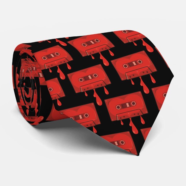 Red Heart Cassette Tie (Rolled)