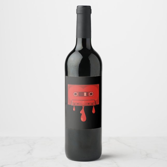 Red heart cassette wine label (Front)