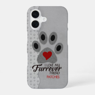 Red Heart Cat Paw with Pet Lover Theme iPhone 16 Case