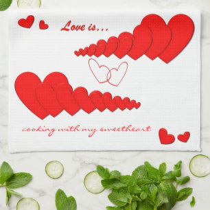 Red Heart Chain LOVE IS... Custom Tea Towel