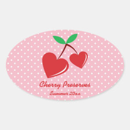 Red Heart Cherries Preserves Label White Polka Dot