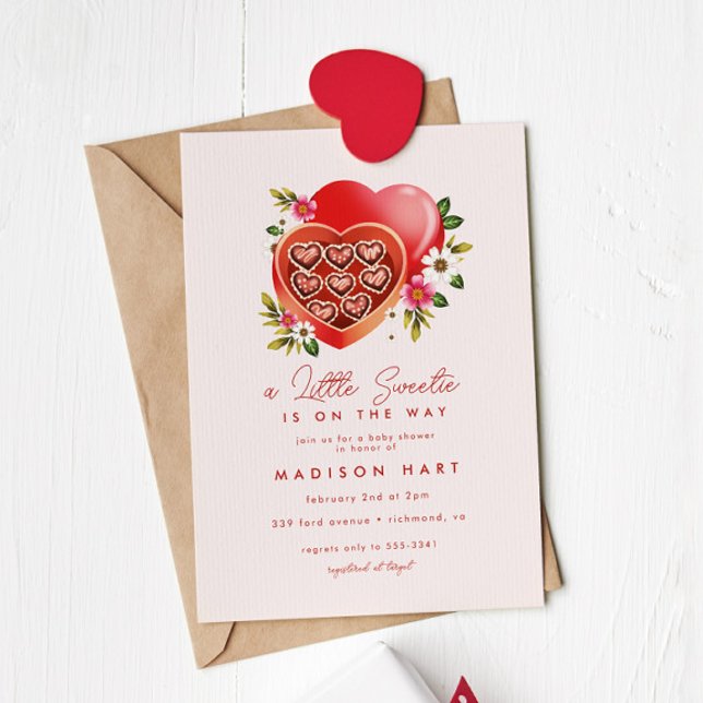 Red Heart Chocolate Valentine's Day Baby Shower Invitation (Creator Uploaded)