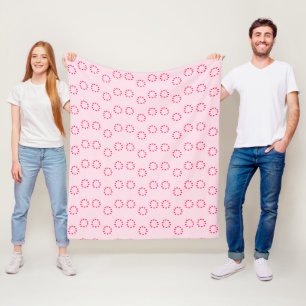 red heart circles on pink fleece blanket