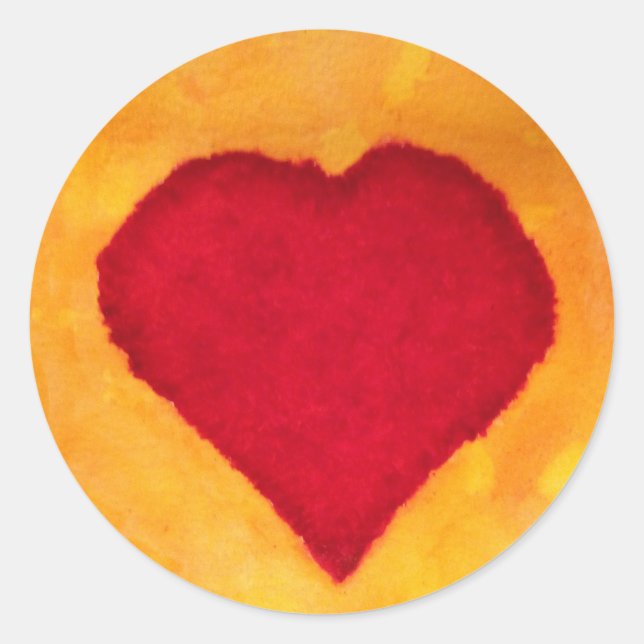 Red Heart Classic Round Sticker (Front)