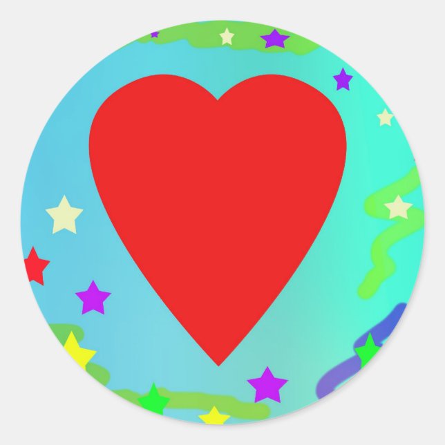 Red Heart Classic Round Sticker (Front)