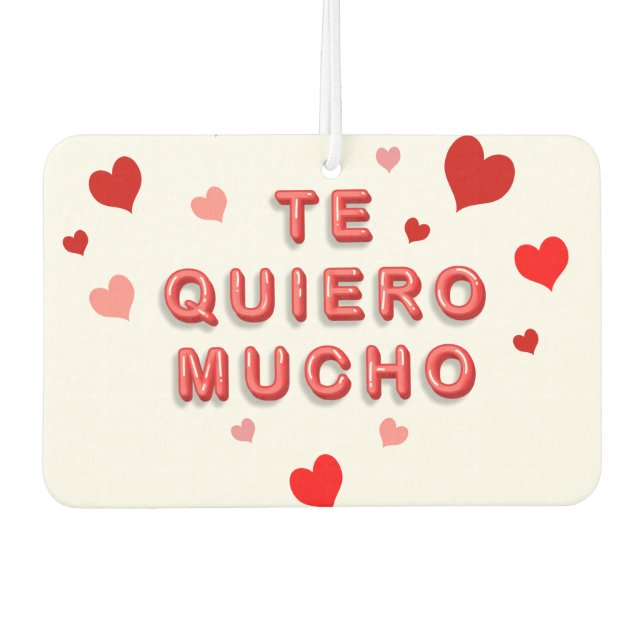 Red Heart Confetti Te Quiero Mucho 3d Letters Car Air Freshener (Front)