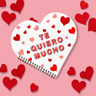 Red Heart Confetti Te Quiero Mucho 3d Letters Notebook