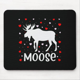 Red Heart Cud Love Graphic Moose Lover Valentine D Mouse Pad