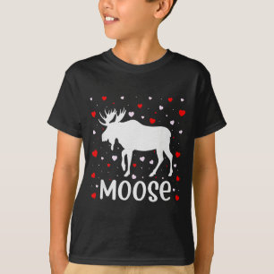 Red Heart Cud Love Graphic Moose Lover Valentine D T-Shirt