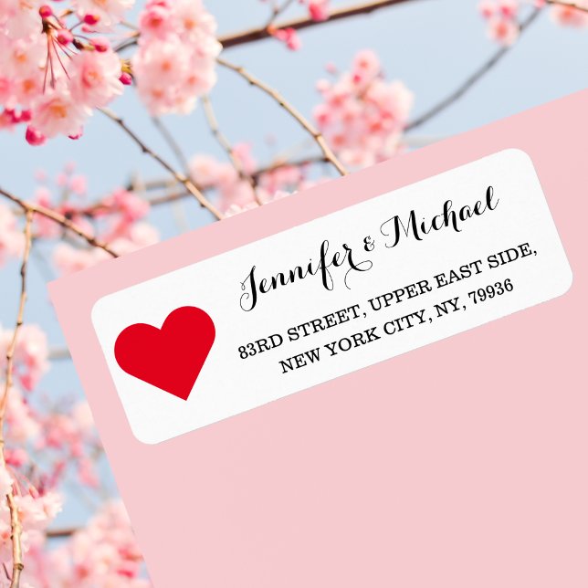 Red Heart Custom Elegant Wedding Valentines Day (Red Heart Custom Elegant Wedding Valentines Day Label)