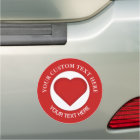 Red Heart Custom Text 7" Car Magnet