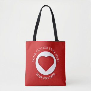 Red Heart Custom Text Tote Bag
