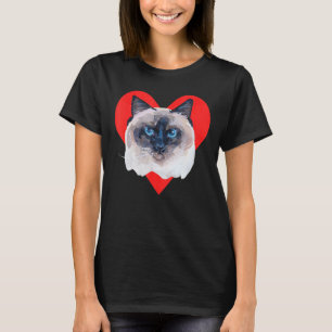 Red Heart Cute Birman Cat T-Shirt