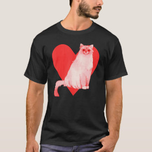 Red Heart Cute Pet Best Friend Birman Cat T-Shirt