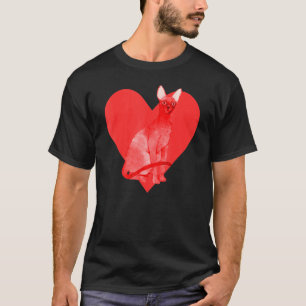 Red Heart Cute Pet Best Friend Cornish Rex Cat T-Shirt