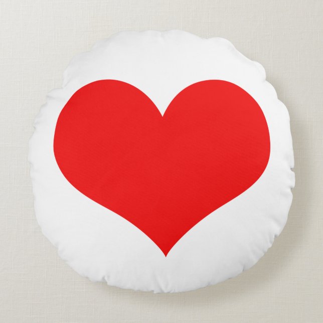 Red Heart Cute Valentine's Day Custom Colour White Round Cushion (Front)