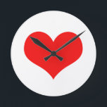 Red Heart Cute Valentine's Day White Custom Colour Round Clock<br><div class="desc">Printed with big red heart pattern in solid white colour background.</div>