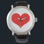 Red Heart Cute Valentine's Day White Custom Colour Watch<br><div class="desc">Printed with big red heart pattern in solid white colour background.</div>