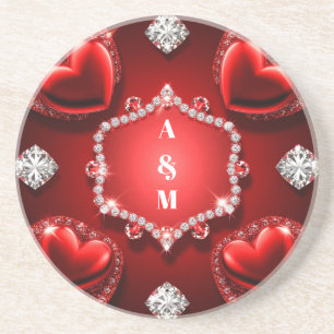 Red Heart Diamond Jewellery Romance ❤️ Coaster