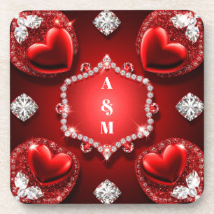 Red Heart Diamond Jewellery Romance ❤️ Coaster