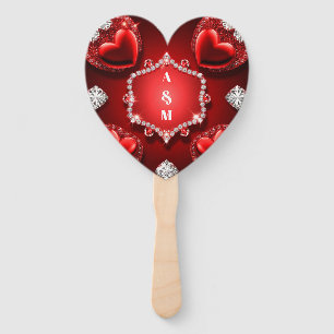 Red Heart Diamond Jewellery Romance ❤️ Hand Fan