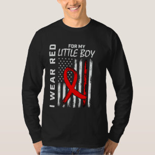 Red Heart Disease Awareness American Flag Little B T-Shirt