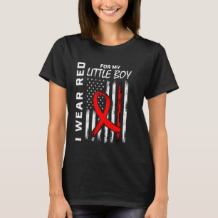 Red Heart Disease Awareness American Flag Little B T-Shirt