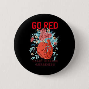 Red Heart Disease Support Heart Disease Awareness 6 Cm Round Badge