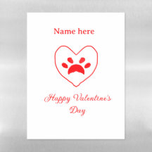 Red heart dog cat paw happy Valentine's day name