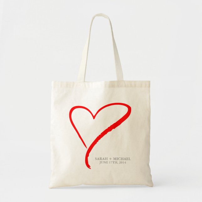 Red Heart Doodle Tote Bag (Front)