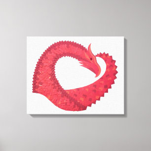 Red heart dragon on white canvas print