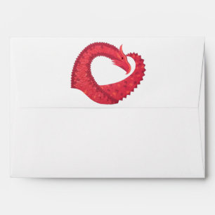 Red heart dragon on white envelopes