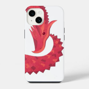 Red heart dragon on white iPhone 14 case
