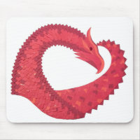 Red heart dragon on white
