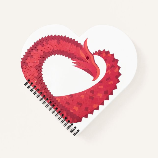 Red heart dragon on white notebook (Front)