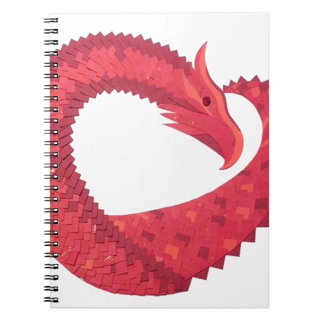 Red heart dragon on white spiral notebook (Front)
