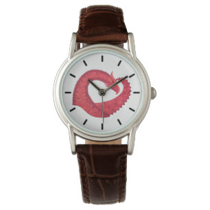 Red heart dragon on white watch